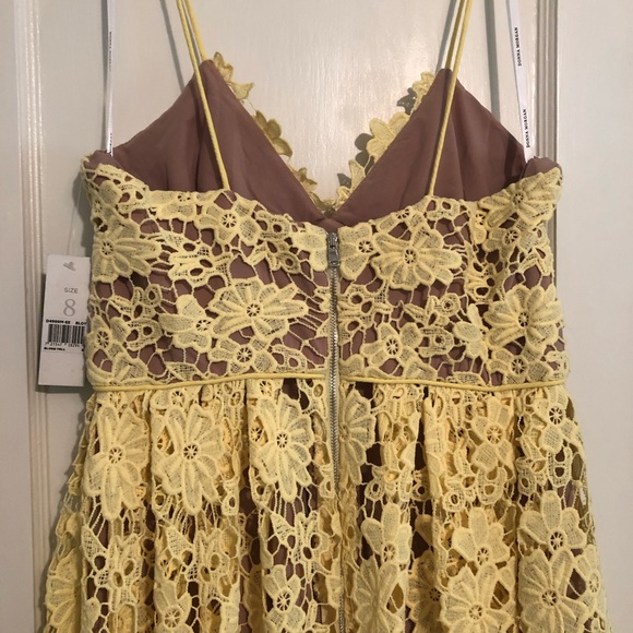 NWT Donna Morgan Yellow Floral Lace Dress - Picture 8 of 8
